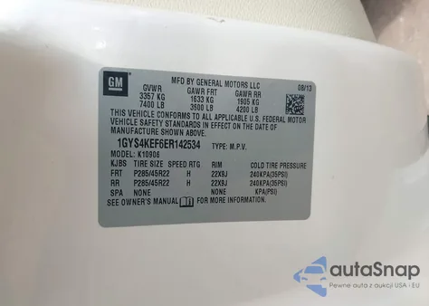 2014 Cadillac Escalade Esv Platinum Edition из США, поврежденный, VIN 1GYS4KEF6ER142534